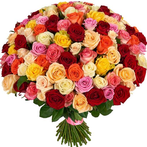 Букет из 101-ой разноцветной розы с доставкой по Владивостоку